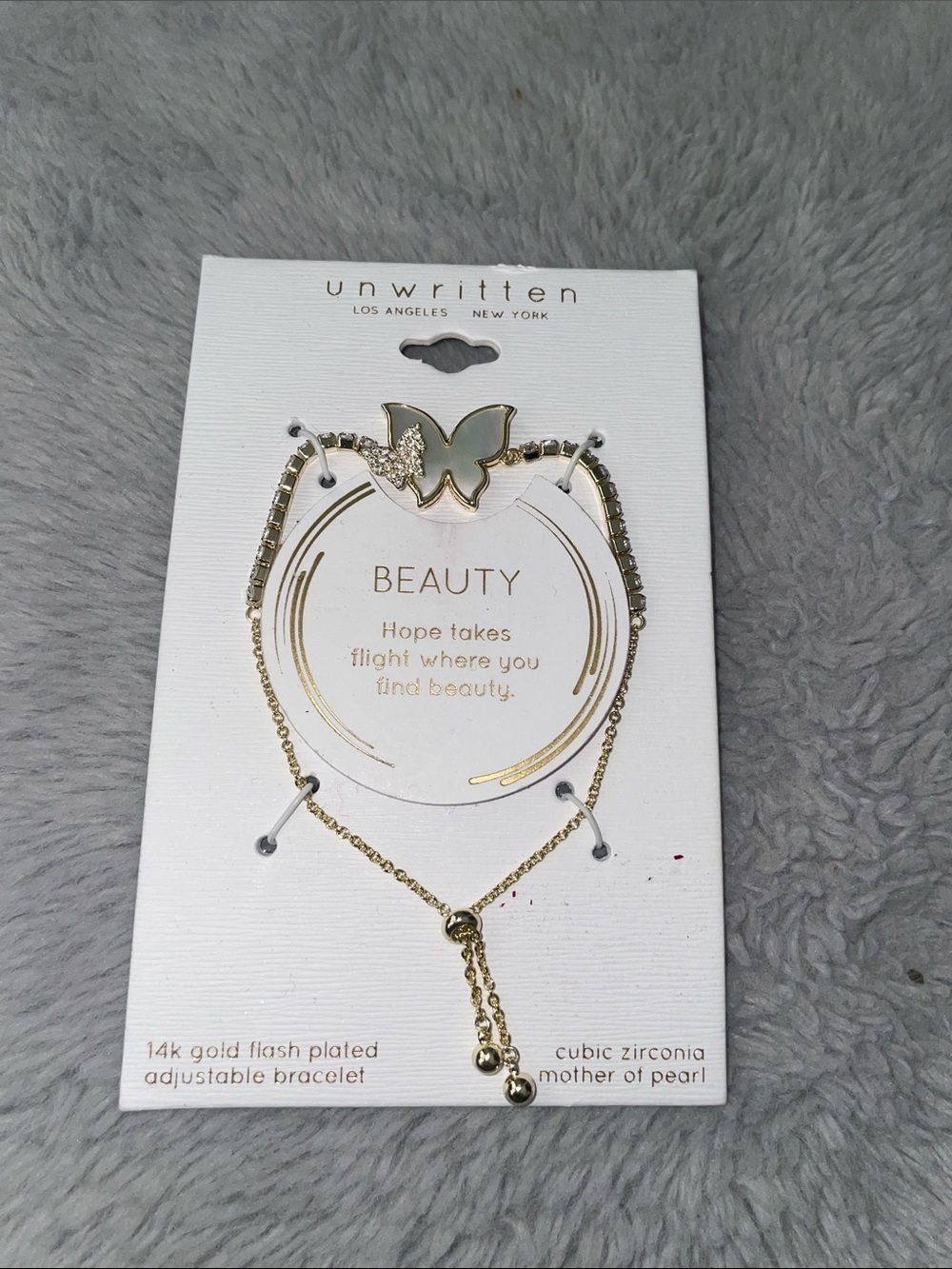 Unwritten Gold Butterfly Mother-of-Pearl Adjustable Bracelet